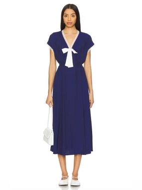 SLEEPER The Bow Satin Midi Dress
